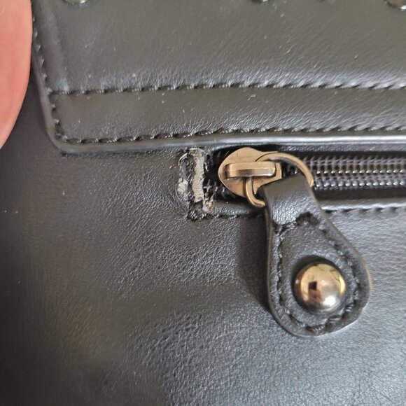 David Jones Purse Women's Paris Black Studded Faux Leather Shoulder Bag Purse - Picture 8 of 10